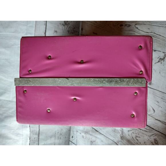 Vintage 1968 Mattel BARBIE DOLL Hot Pink Vinyl Storage Carry Case TRUNK Read - Picture 7 of 16